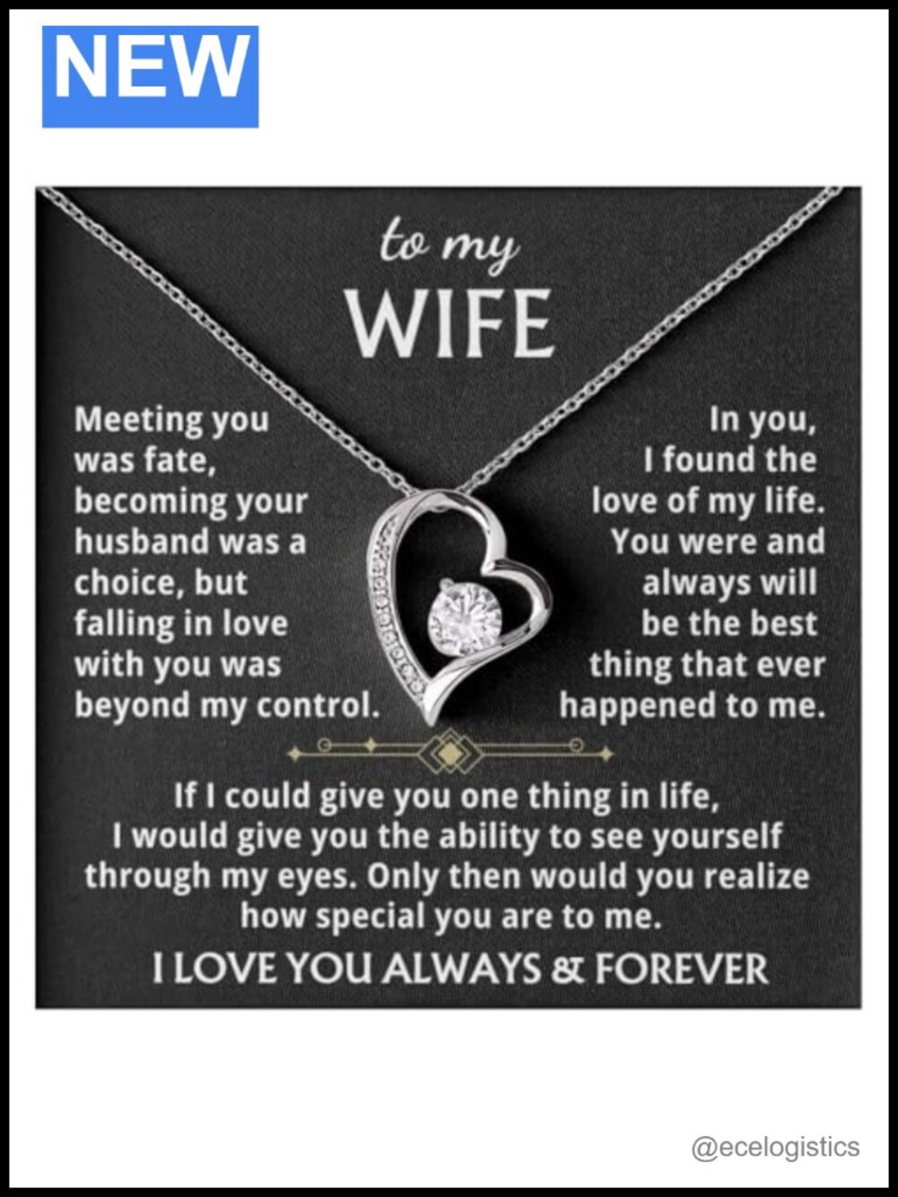 Forever Love Heart Pendant Necklace 6.5mm Cubic Zirconia 14K White Gold Finish